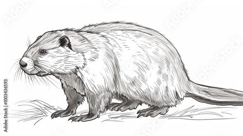 Illustration of a Beaver on a Clean White Background