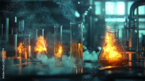 Burning Flasks and Test Tubes in a Laboratory