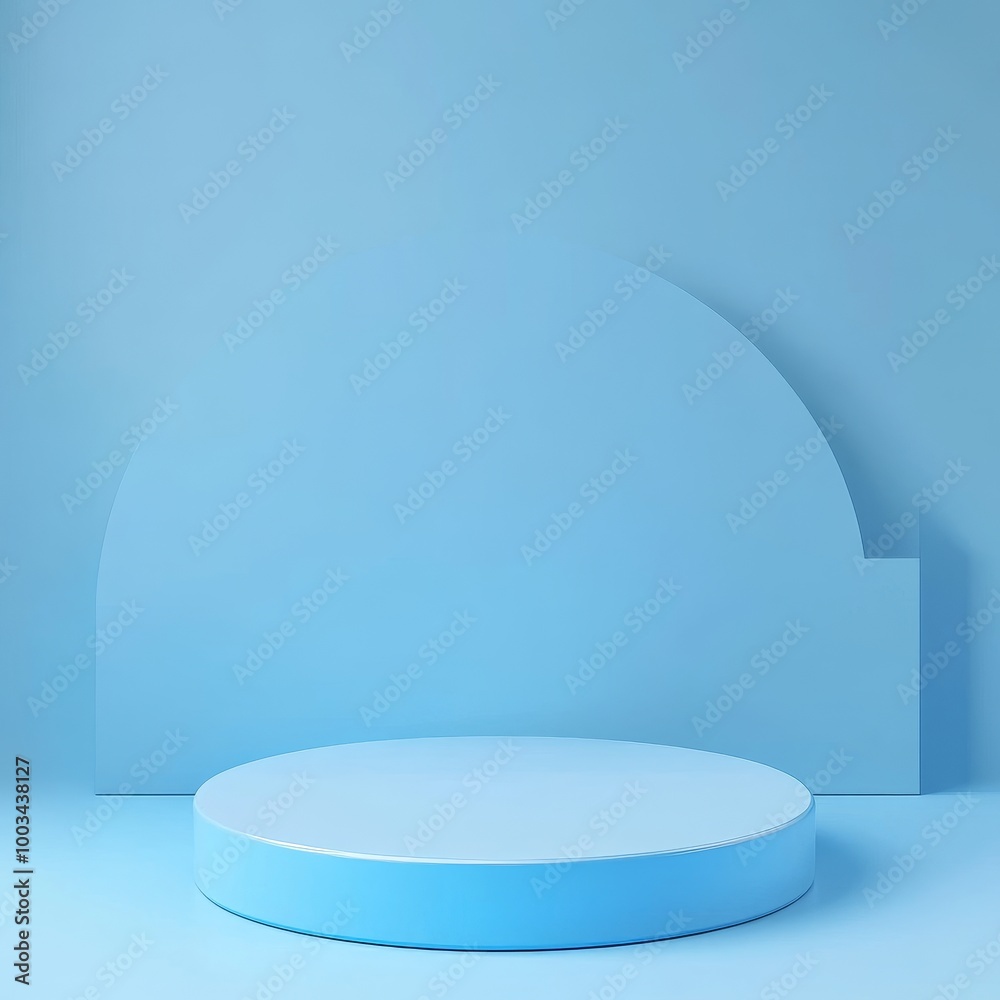 Blue podium on blue background. 3d render. Abstract background. Blue podium on blue background. 3d render. Abstract background.
