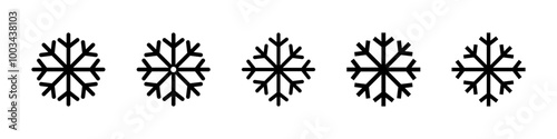 Snowflake simple black line icons. Vector snow set. Snowflake set. Snowflake icon.