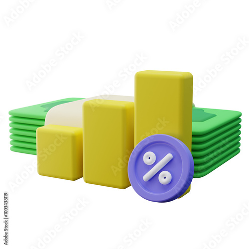 Bank Interest Rate Hike 3D Illustration