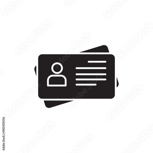 Id card icon in flat icon, vector black simple illustration for web and app..eps