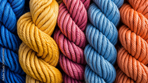 tangled pile of colored ropes symbolizes confusion, chaos, and complexity. The vibrant colors suggest diversity, while the knots represent challenges and obstacles in life