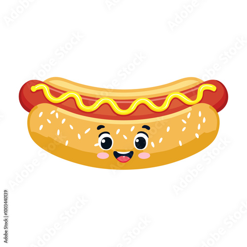 Hot Dog Food Eat Meal Cuisine Animation Kawaii Character
