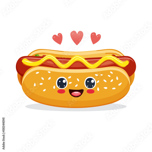 Hot Dog Food Eat Meal Cuisine Animation Kawaii Character
