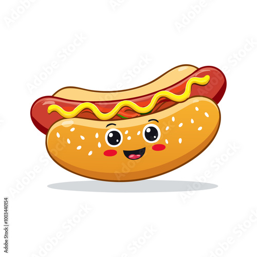 Hot Dog Food Eat Meal Cuisine Animation Kawaii Character
