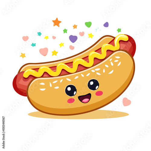 Hot Dog Food Eat Meal Cuisine Animation Kawaii Character
