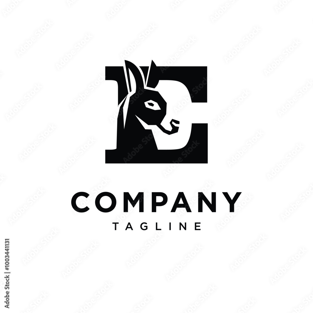 Fototapeta premium Letter E Donkey Logo Icon Vector