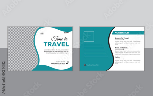 Modern Travel Postcard Template. Travel Company Postcard