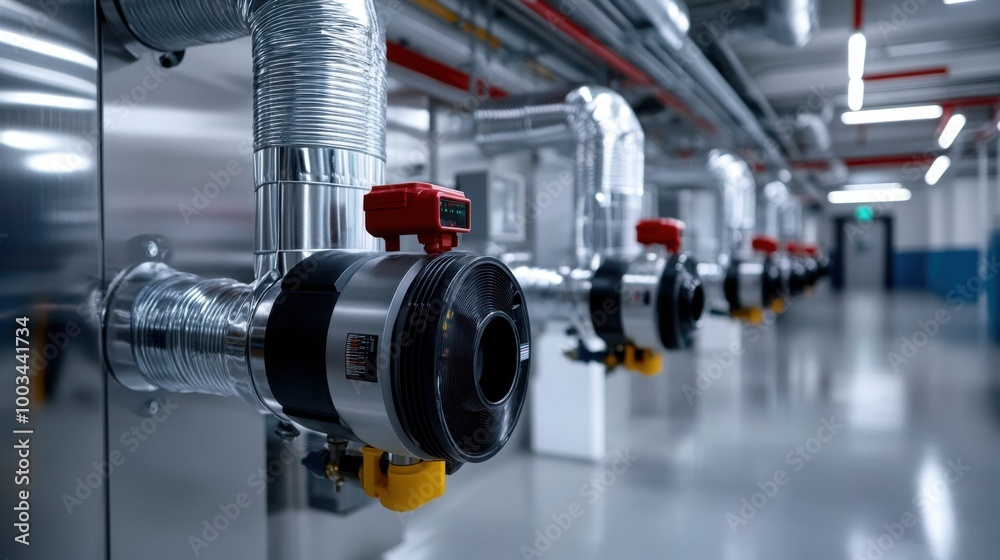 Fototapeta premium HVAC System with Pipes and Maintenance Equipment