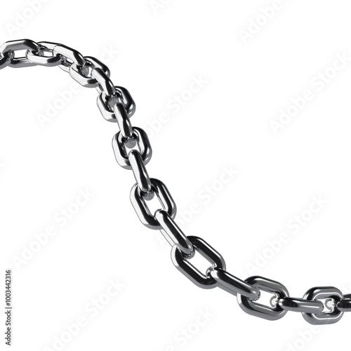 Realistic Wavy Chrome Chain 3D Render