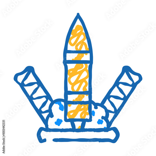 rocket launch doodle icon sketch vector. rocket launch sign. isolated symbol illustration