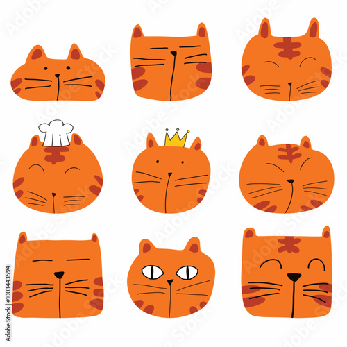 The orange cat drawing bundle set for pet or animal concept.