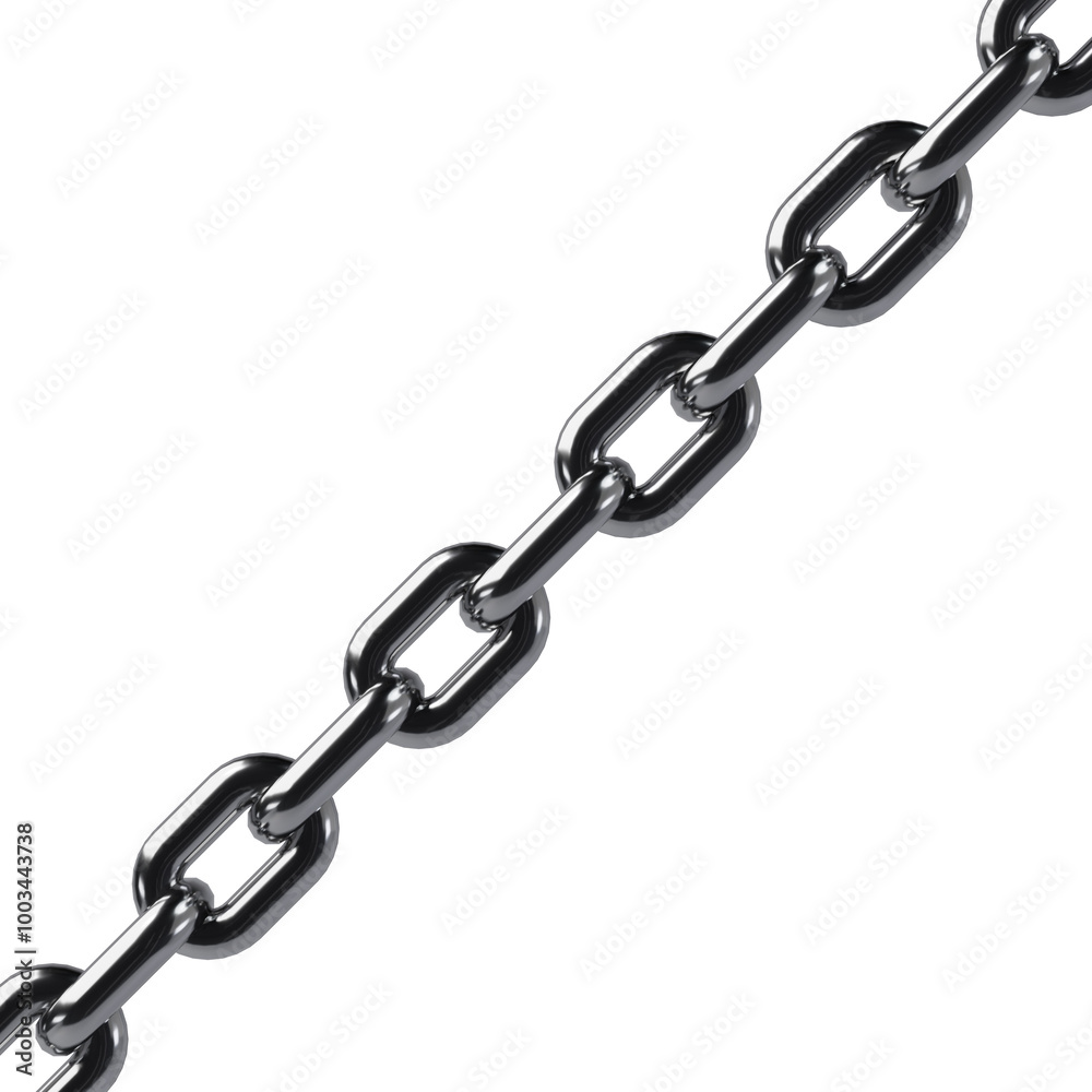 Diagonal Shining Chrome Chain 3D Render Diagonal Shining Chrome Chain 3D Render