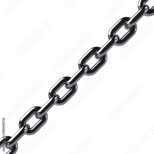 Diagonal Shining Chrome Chain 3D Render