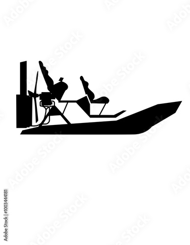Airboat | Boat Shop Owner | Marine Vehicle | Airboat | Machine Floating | Lake Boat | Watercraft | Aircraft-type Propeller | Original Illustration | Vector and Clipart | Cutfile and Stencil