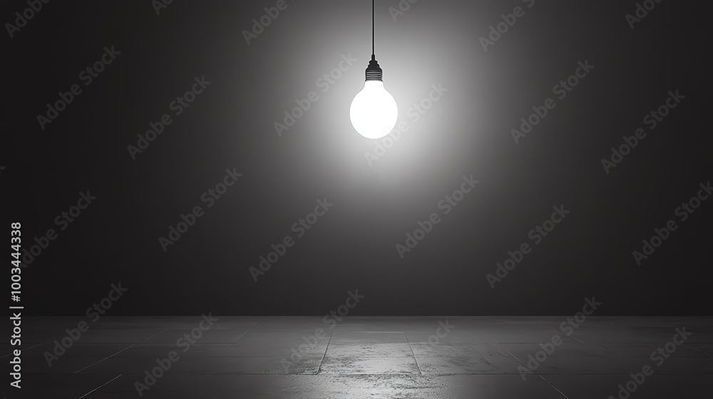 Hanging light bulb in dark room Hanging light bulb in dark room