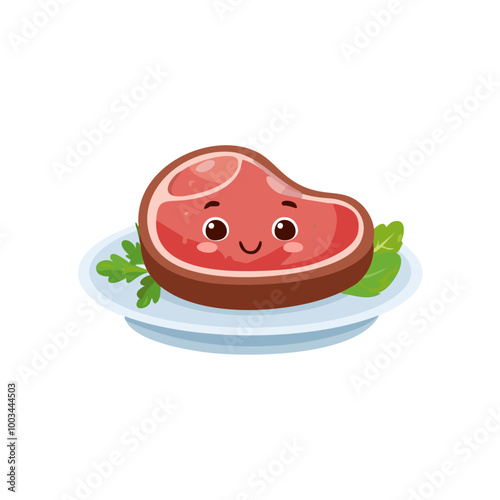 Steak Meat Food Eat Meal Cuisine Animation Kawaii Character
