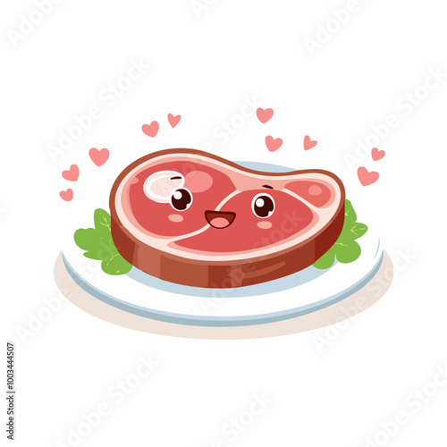 Steak Meat Food Eat Meal Cuisine Animation Kawaii Character
