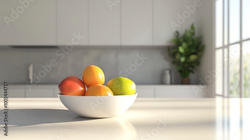Colorful fruit bowl on a countertop