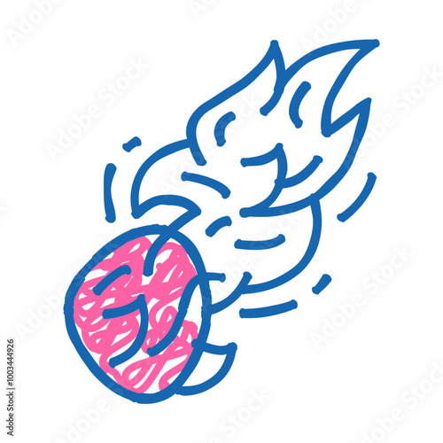 bolide burning doodle icon sketch vector. bolide burning sign. isolated symbol illustration