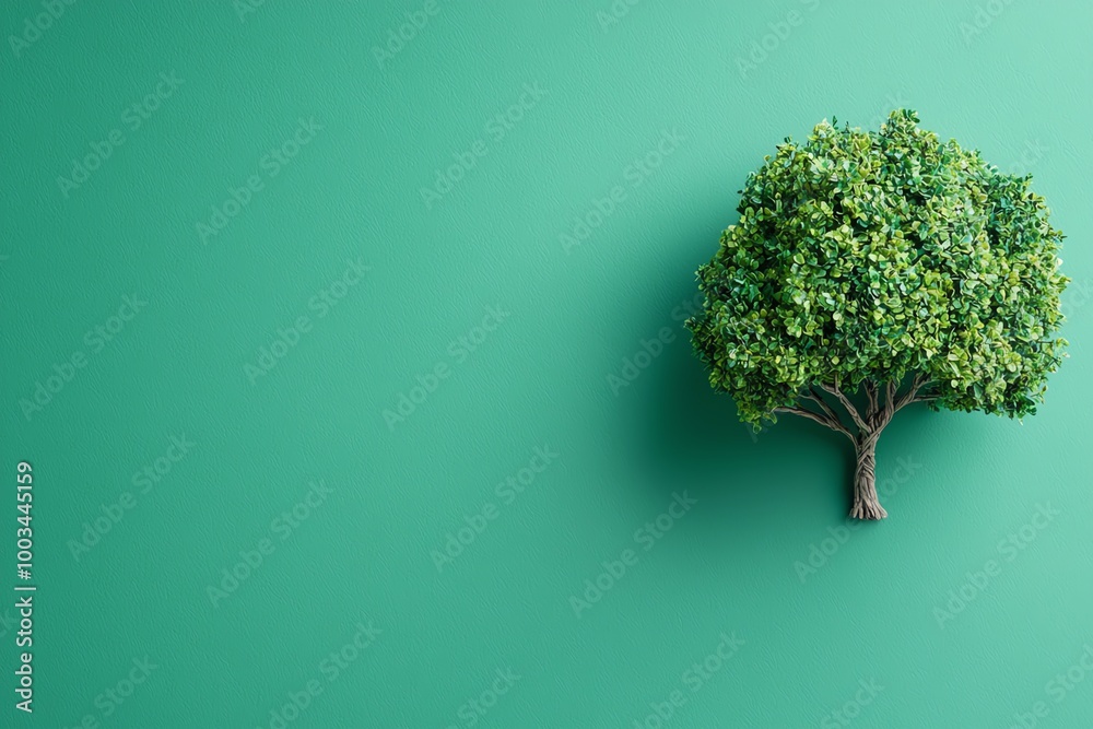 A vibrant green tree against a smooth green background, symbolizing nature and tranquility. A vibrant green tree against a smooth green background, symbolizing nature and tranquility.
