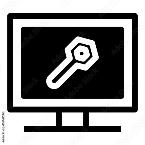 Monitor Wrench Simple Solid Icon