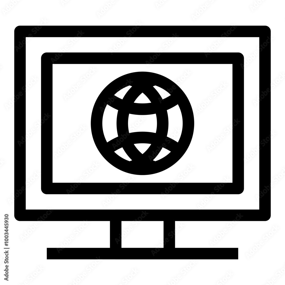 Monitor Globe Icon. Simple Desktop Screen Vector Illustration. Monitor Globe Icon. Simple Desktop Screen Vector Illustration.