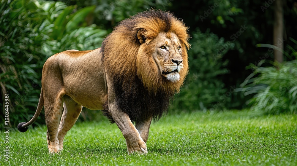 A majestic lion in the zoo showcasing its strong mane and fierce expression, embodying the essence of wildlife and the king of the jungle A majestic lion in the zoo showcasing its strong mane and fierce expression, embodying the essence of wildlife and the king of the jungle
