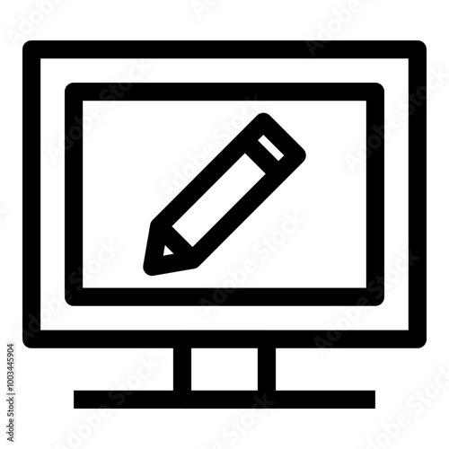 Monitor Edit Icon. Simple Desktop Screen Vector Illustration.