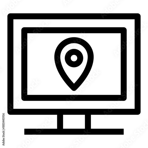 Monitor Location Icon. Simple Desktop Screen Vector Illustration.
