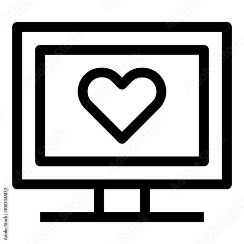 Monitor Love Icon. Simple Desktop Screen Vector Illustration.