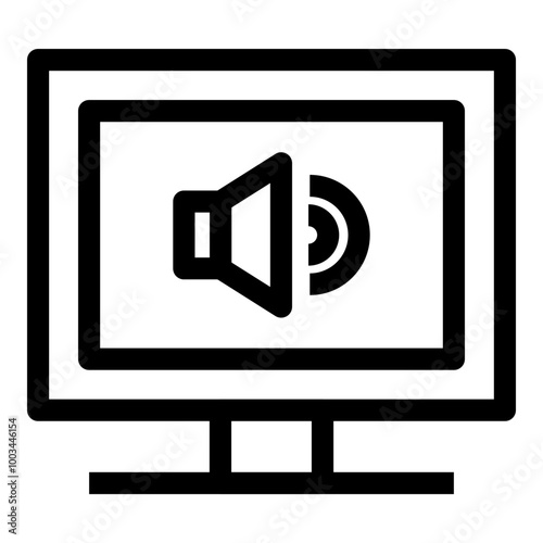 Monitor Volume Max Icon. Simple Desktop Screen Vector Illustration.