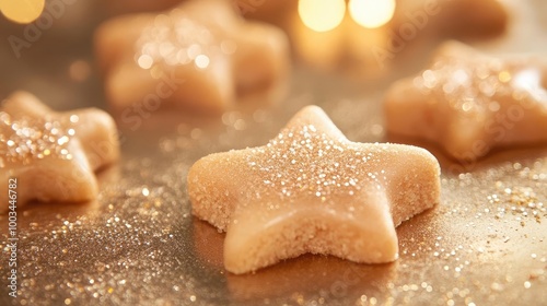 Delicious star-shaped cookie with a sparkling sugar glaze, perfect for festive celebrations and holiday gatherings.