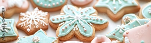Beautifully decorated cookies in pastel colors, perfect for holiday celebrations or sweet gatherings. A delightful treat for everyone.