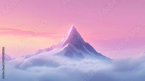 minimalist backdrop featuring a majestic mountain against a serene sky, symbolizing strength, solitude, and tranquility, inviting reflection and inspiration in nature's beauty