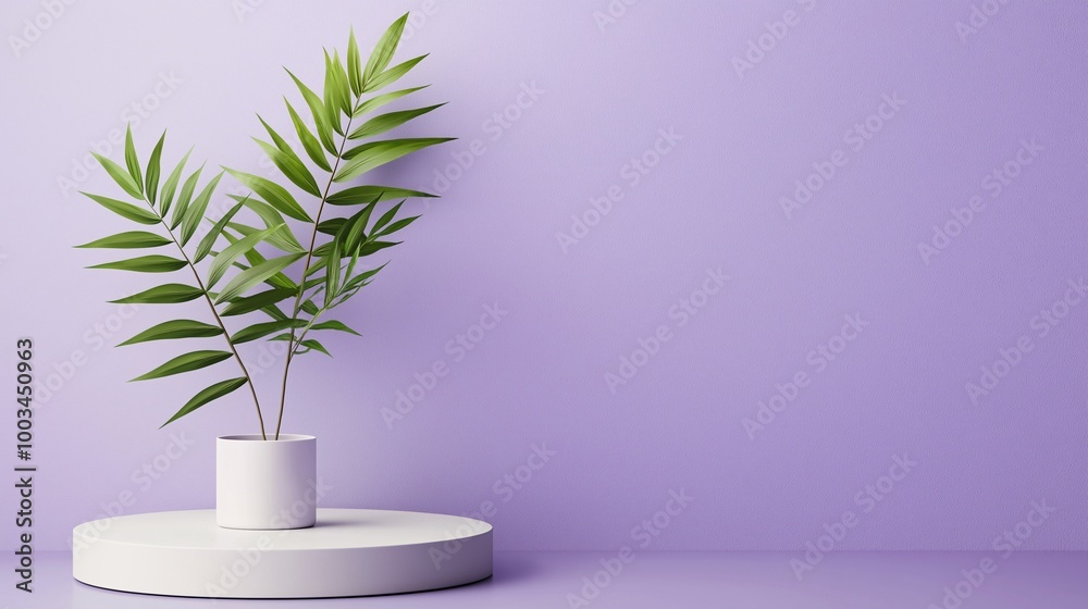 Vibrant Green Plant in Modern Minimalist Setting Vibrant Green Plant in Modern Minimalist Setting