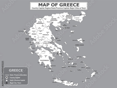 European Country Geography Political map. Political map of country with capital, province or state capital, major cities and town.