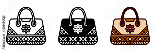 Batik Bags Icon, Fashionable bags made from Batik fabric, blending traditional Indonesian patterns with modern designs for everyday use.