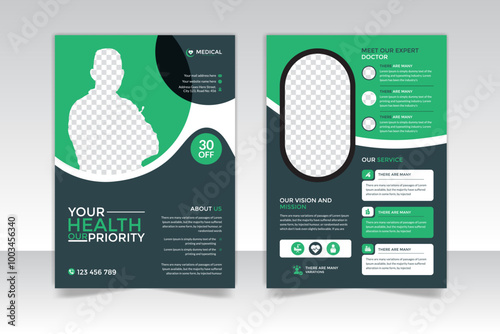 Marketing healthcare flyer design template and two page design