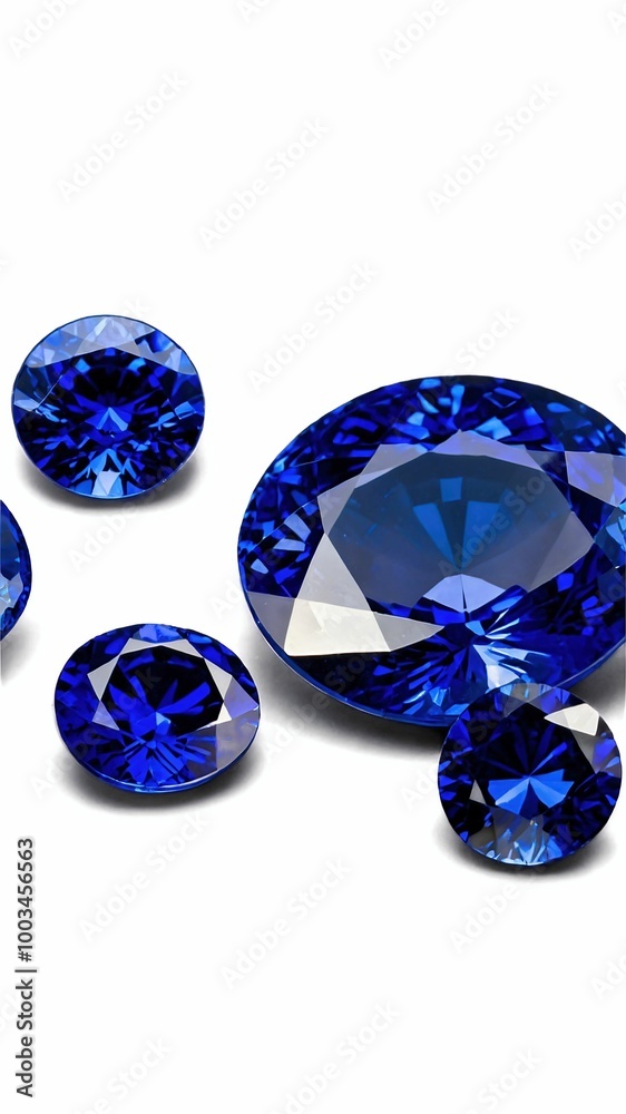 Multiple blue sapphires on white background Multiple blue sapphires on white background