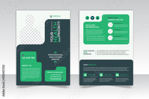 Two page minimal healthcare flyer template with A4 design