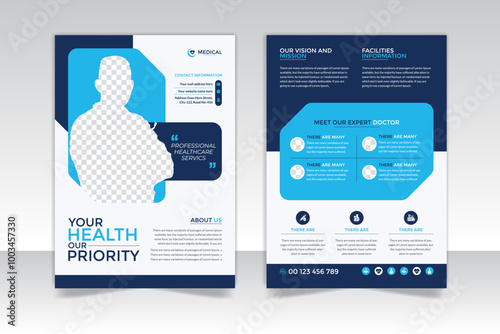 Minimalist flyer design medical layout, Double sided flyer template