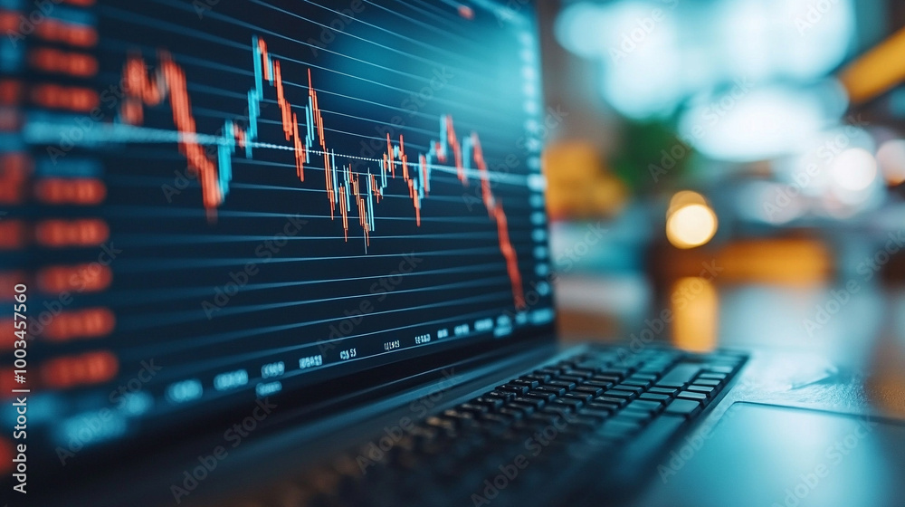 stock market data on a screen. The visual represents market trends, investment strategies, and financial decision-making in the fast-paced world of stock trading stock market data on a screen. The visual represents market trends, investment strategies, and financial decision-making in the fast-paced world of stock trading