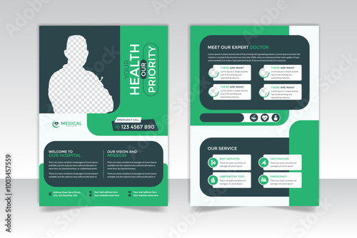 Double sided flyer template design with Medical flyer design