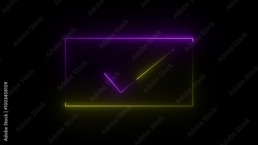 glowing neon tick mark icon animation. yes icon . 