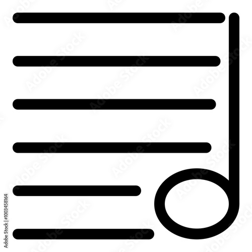 Song List Outline Icon. Simple Play List Symbol Vector Illustration.