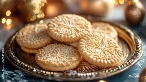 Deliciously crafted cookies displayed on an ornate plate, perfect for festive gatherings and celebrations.