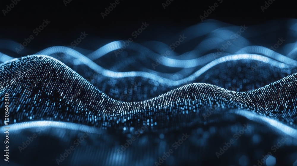 Abstract Digital Waves - Blue and Black 3D Design Abstract Digital Waves - Blue and Black 3D Design