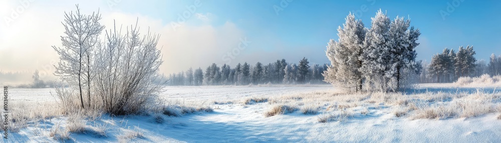 A serene winter landscape featuring snow-covered trees and a clear blue sky, capturing the beauty of a peaceful cold season. A serene winter landscape featuring snow-covered trees and a clear blue sky, capturing the beauty of a peaceful cold season.